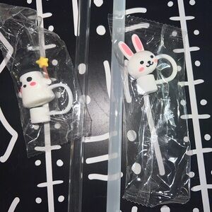 Festive Snowman and Bunny Drink Stirrers for Stanley cups